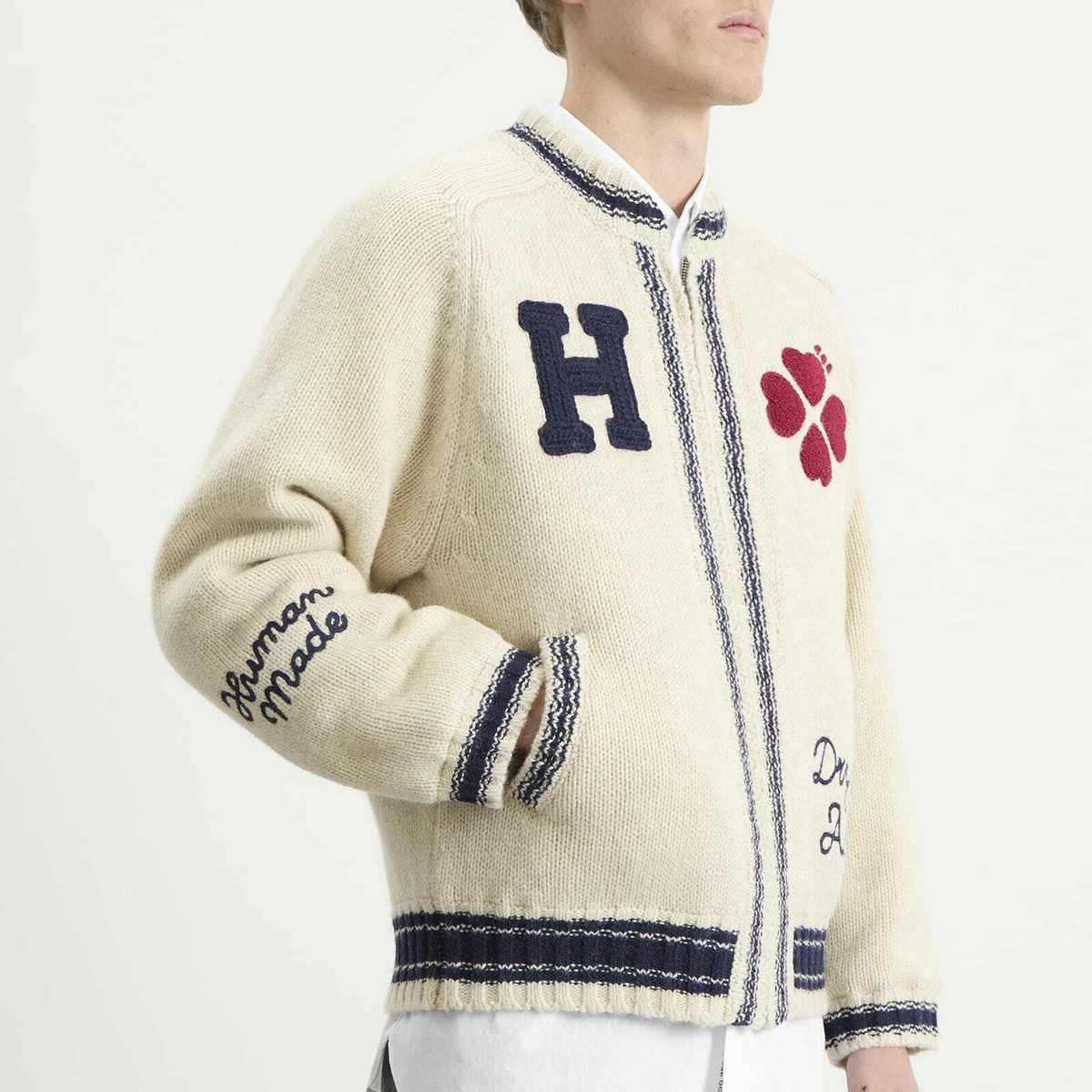 Human Made Men's Zip-Up Knit Cardigan in White
