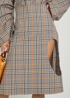 A.W.A.K.E Mode Plaid Cut-out Cotton-blend Midi Skirt Beige