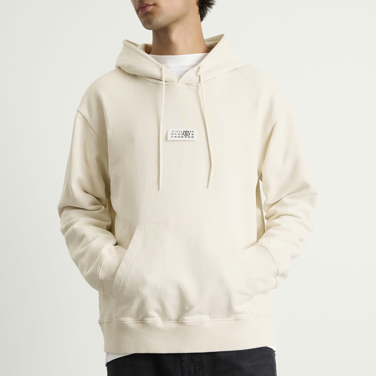 MM6 Maison Margiela Men's Logo Hoodie in Ecru