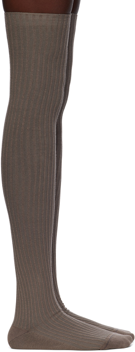 Baserange Rib Overknee Socks in Vie Pink