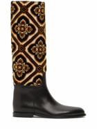 ETRO - 10mm Leather & Jacquard Tall Boots