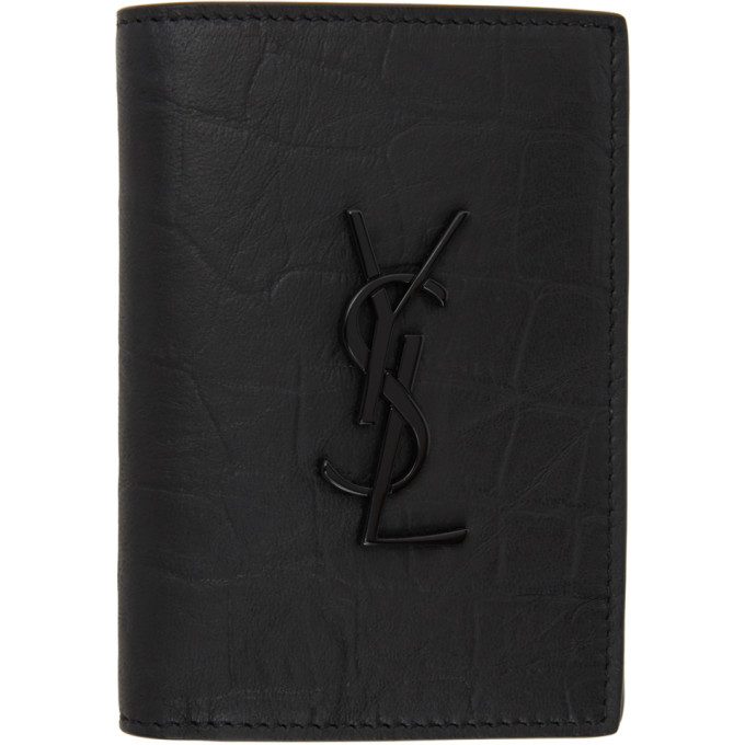 Photo: Saint Laurent Black Croc Monogram Credit Card Wallet