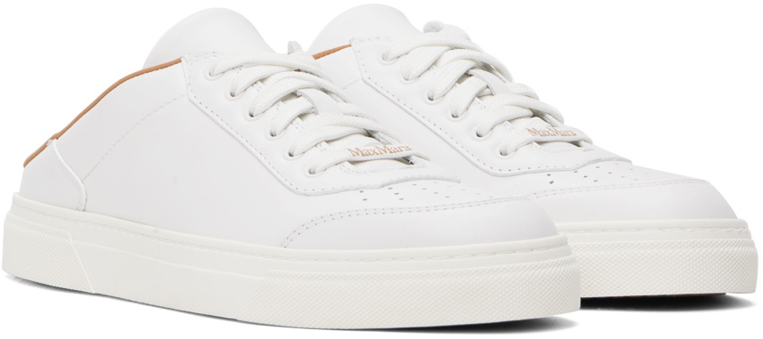 Max Mara White Leather Slide Mule Sneakers