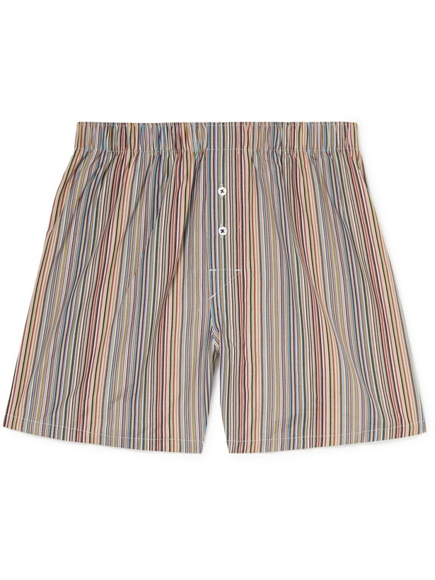 Photo: Paul Smith - Striped Cotton-Poplin Boxer Shorts - Multi