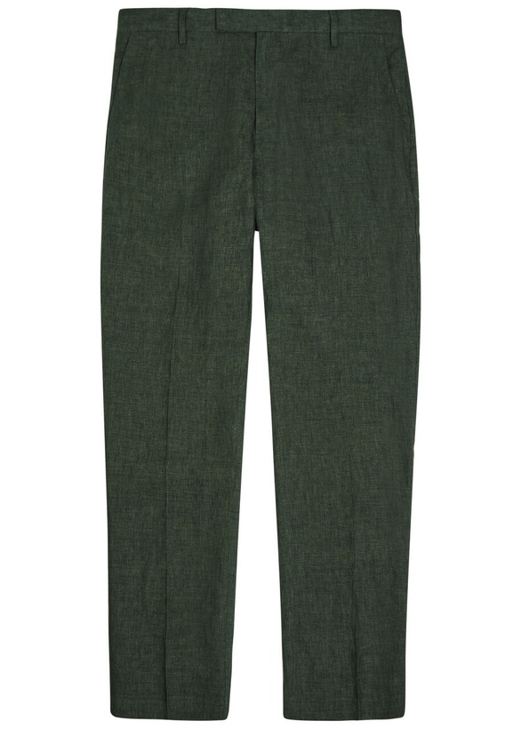 Photo: Sunspel Tapered-leg Linen Trousers Dark Green