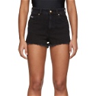 Versace Jeans Couture Black Denim Tropical Patch Shorts