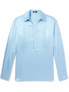 Versace - Logo-Appliquèd Satin Shirt - Blue