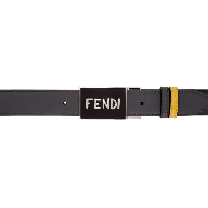Photo: Fendi Reversible Black and Yellow Fendi Vocabulary Belt 