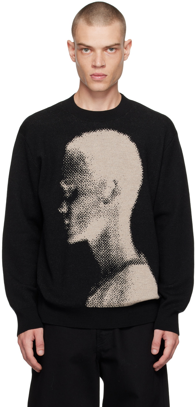 【送料&関税込】Dries Van Noten Jacquard Knit Dries Van Noten Black Jacquard Sweater Dries Van Noten