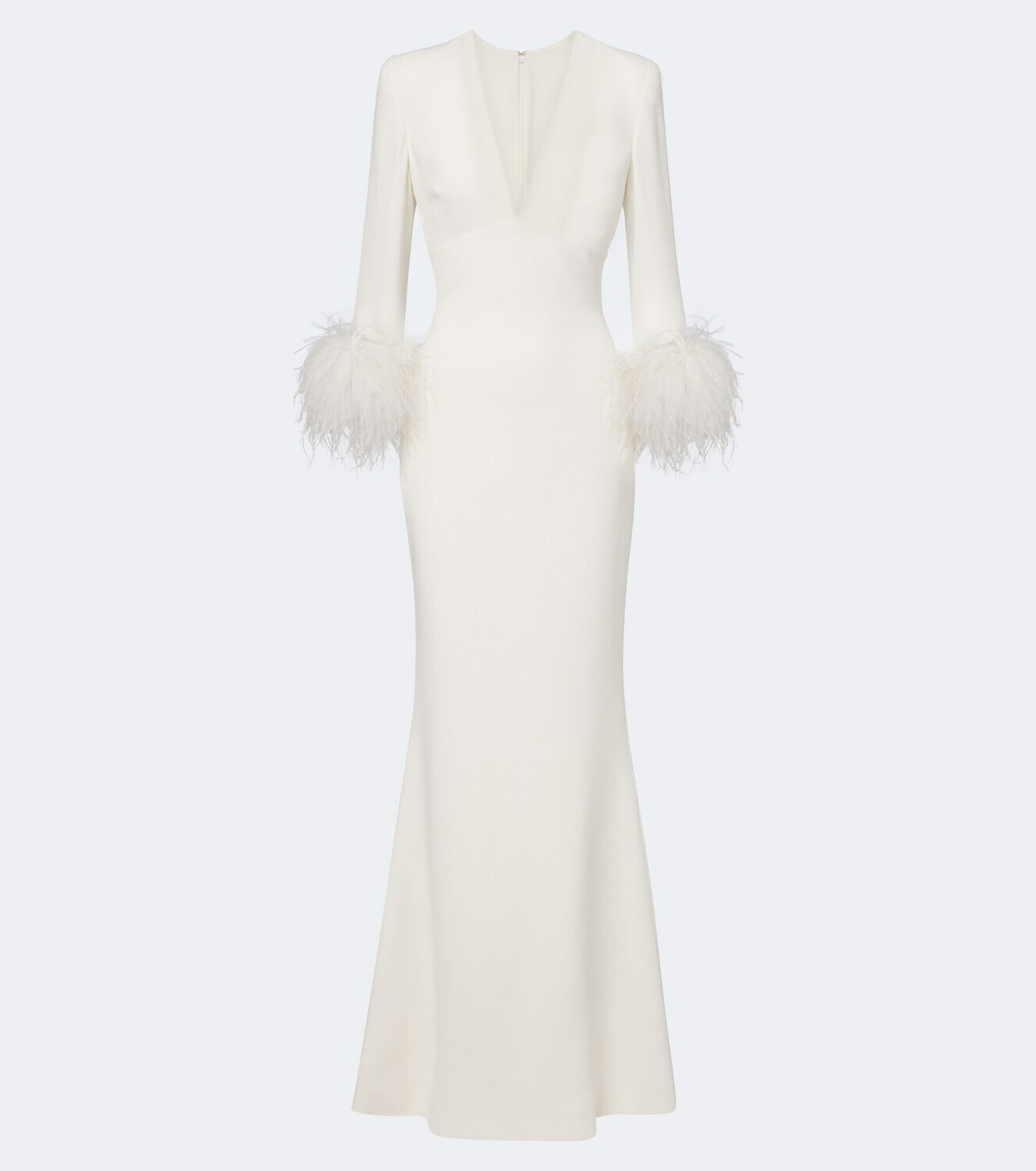 Elie Saab Feather-trimmed cady gown