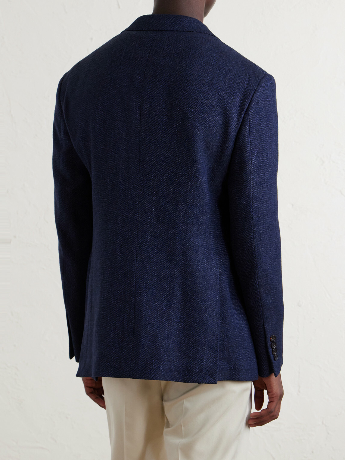 Ralph Lauren Purple label - Herringbone Cotton, Silk and Linen-Blend Blazer - Blue