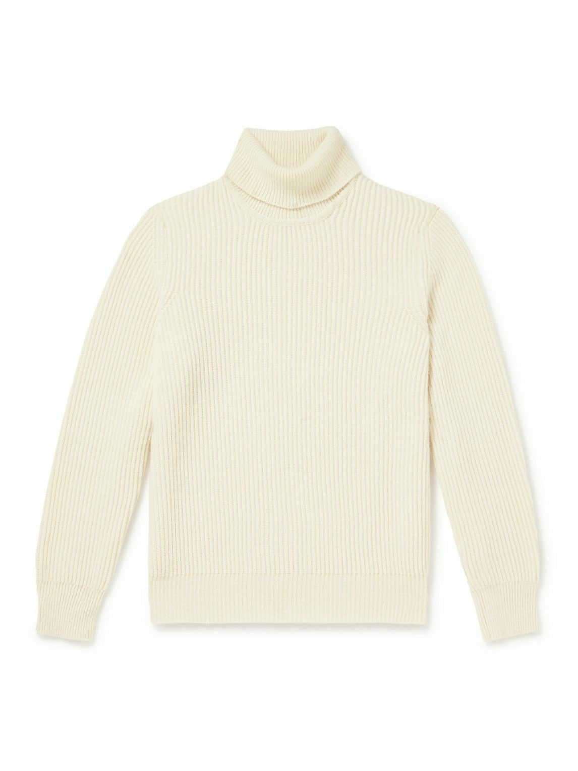 Photo: De Petrillo - Ribbed Merino Wool and Cashmere-Blend Rollneck Sweater - Yellow