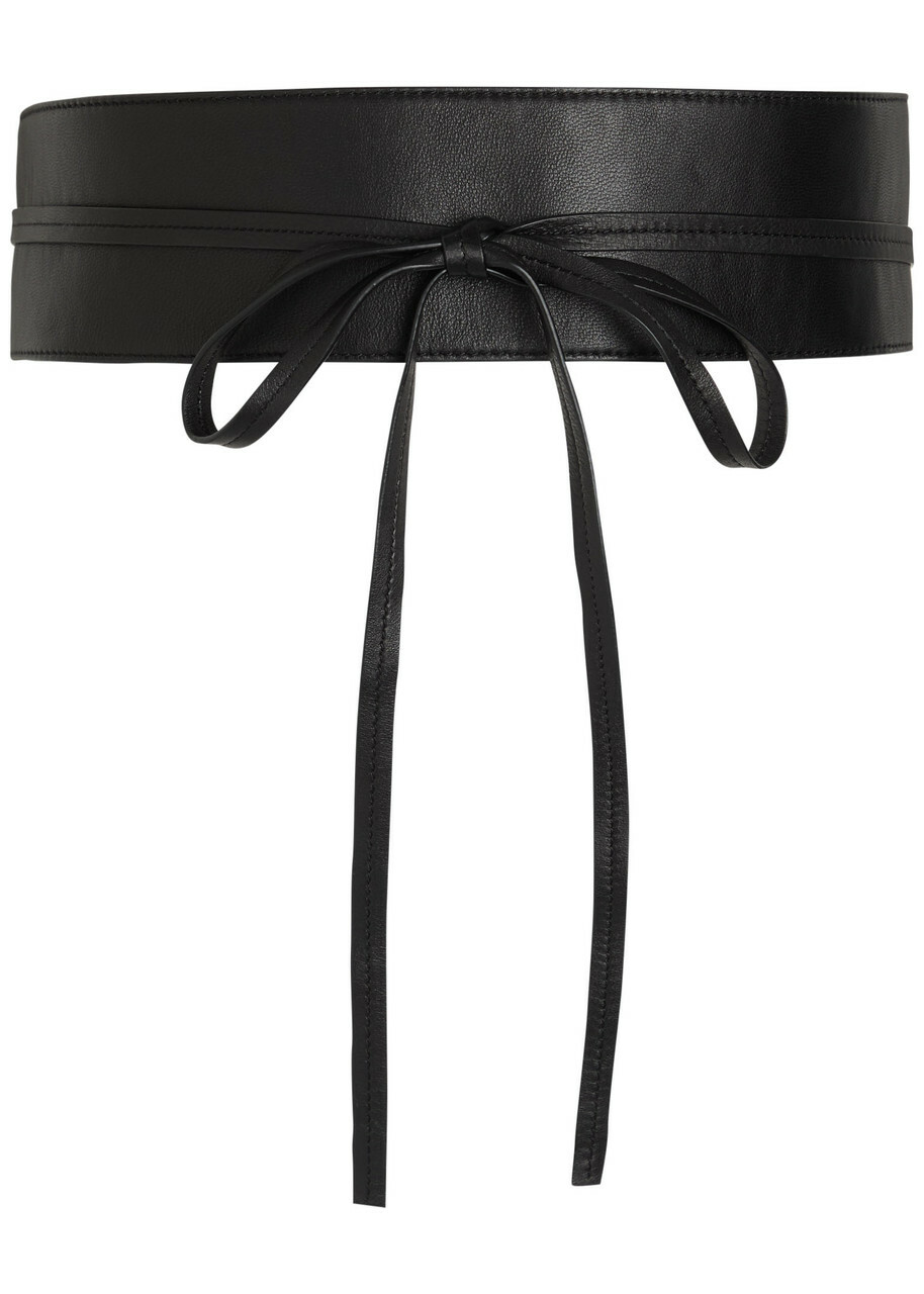 Eileen Fisher Wraparound Leather obi Belt Black