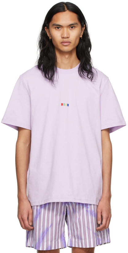 Photo: MSGM Purple Cotton Logo T-Shirt