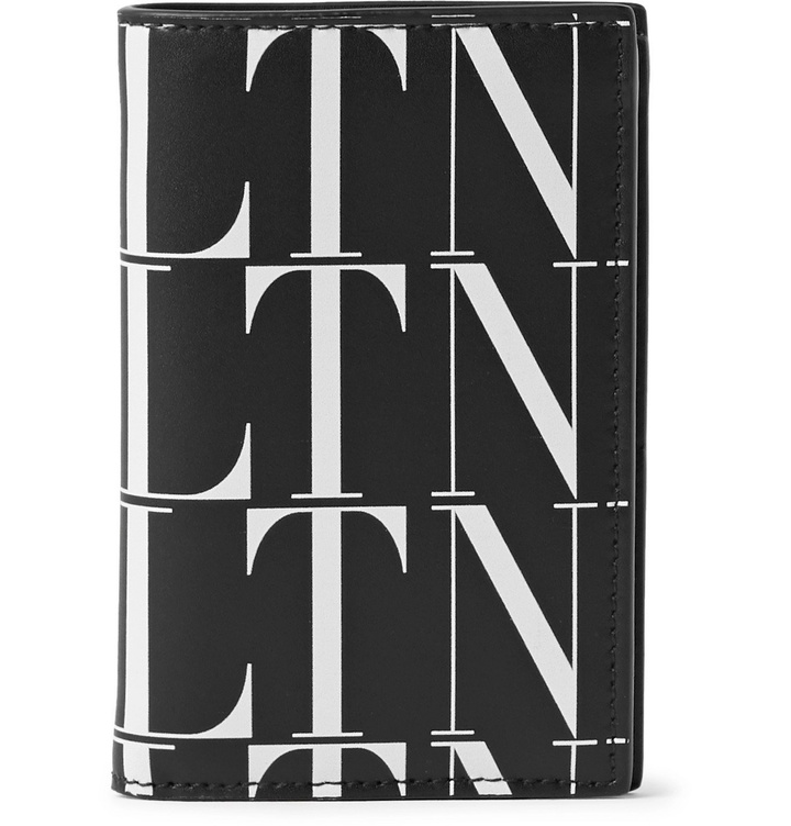 Photo: Valentino - Logo-Print Leather Bifold Wallet - Black