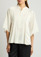 High Tulip Panelled Satin Blouse White