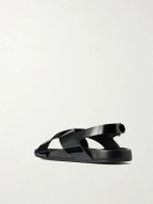 SAINT LAURENT - Helios 10 Cassandre-Embellished Leather Sandals - Black