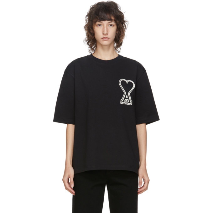 Photo: AMI Alexandre Mattiussi Black Oversized Logo Patch T-Shirt