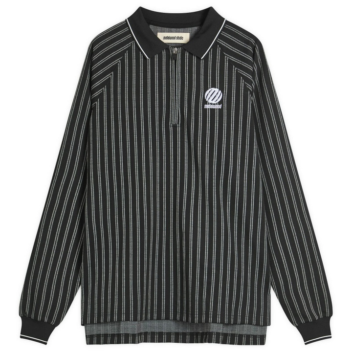 Photo: Metalwood Studio Men's Ribbed Long Sleeve Polo in Black