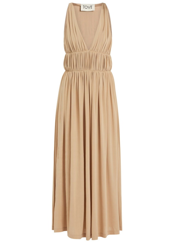 Photo: Tove Ouida Ruched Stretch-jersey Midi Dress Beige