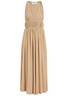 Tove Ouida Ruched Stretch-jersey Midi Dress Beige