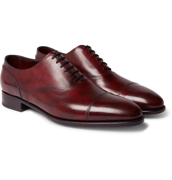 Photo: John Lobb - Alford Museum Burnished-Leather Cap-Toe Oxford Shoes - Burgundy