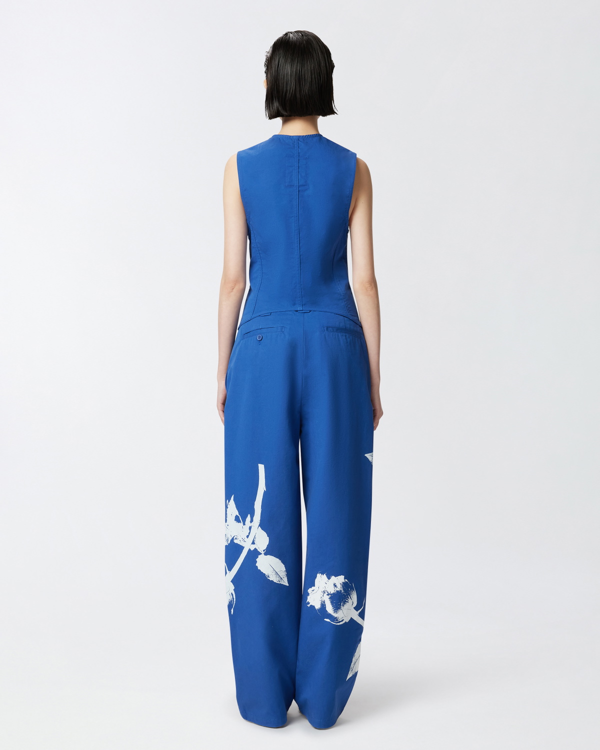 Pinko Reimagine By Pinko X Patrick Mc Dowell Blue Waistcoat With Rose Print Blue/White