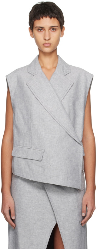 Photo: REMAIN Birger Christensen Gray Asymmetric Boxy Vest