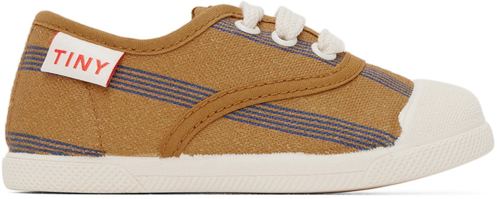 Photo: Tiny Cottons Baby Tan & Blue Lines Sneakers