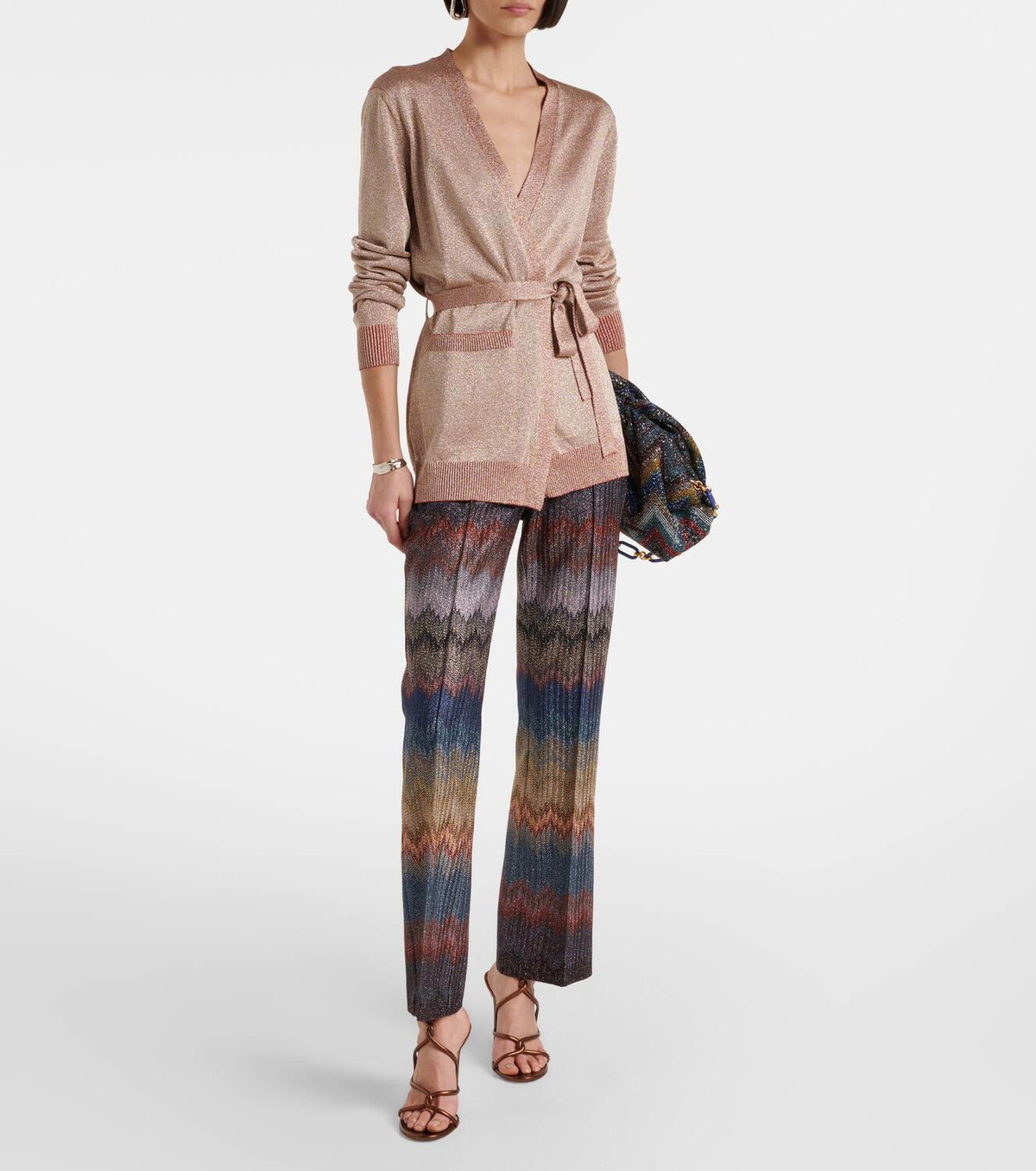 Missoni Belted lamé wrap cardigan