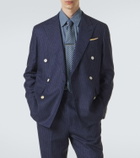 Dunhill Pinstripe double-breasted linen blazer