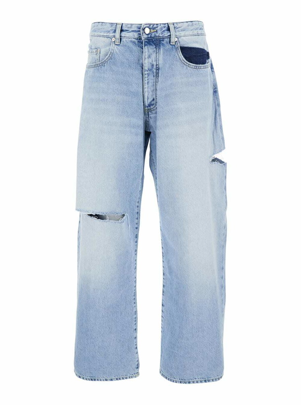 Photo: Icon Denim Light Blue Jeans With Cut-out Details On The Front And Wide Leg In Denim Man
