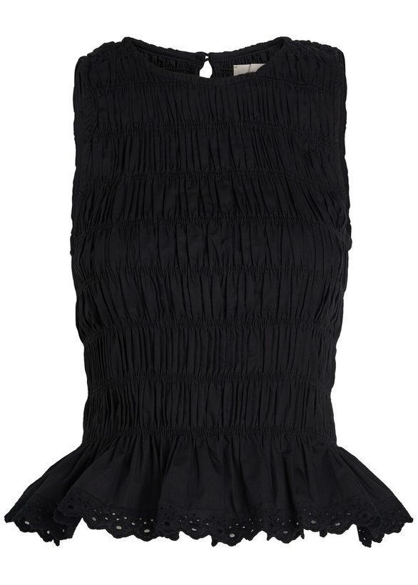 Photo: Faithfull The Brand Thea Shirred Cotton top Black