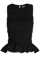 Faithfull The Brand Thea Shirred Cotton top Black