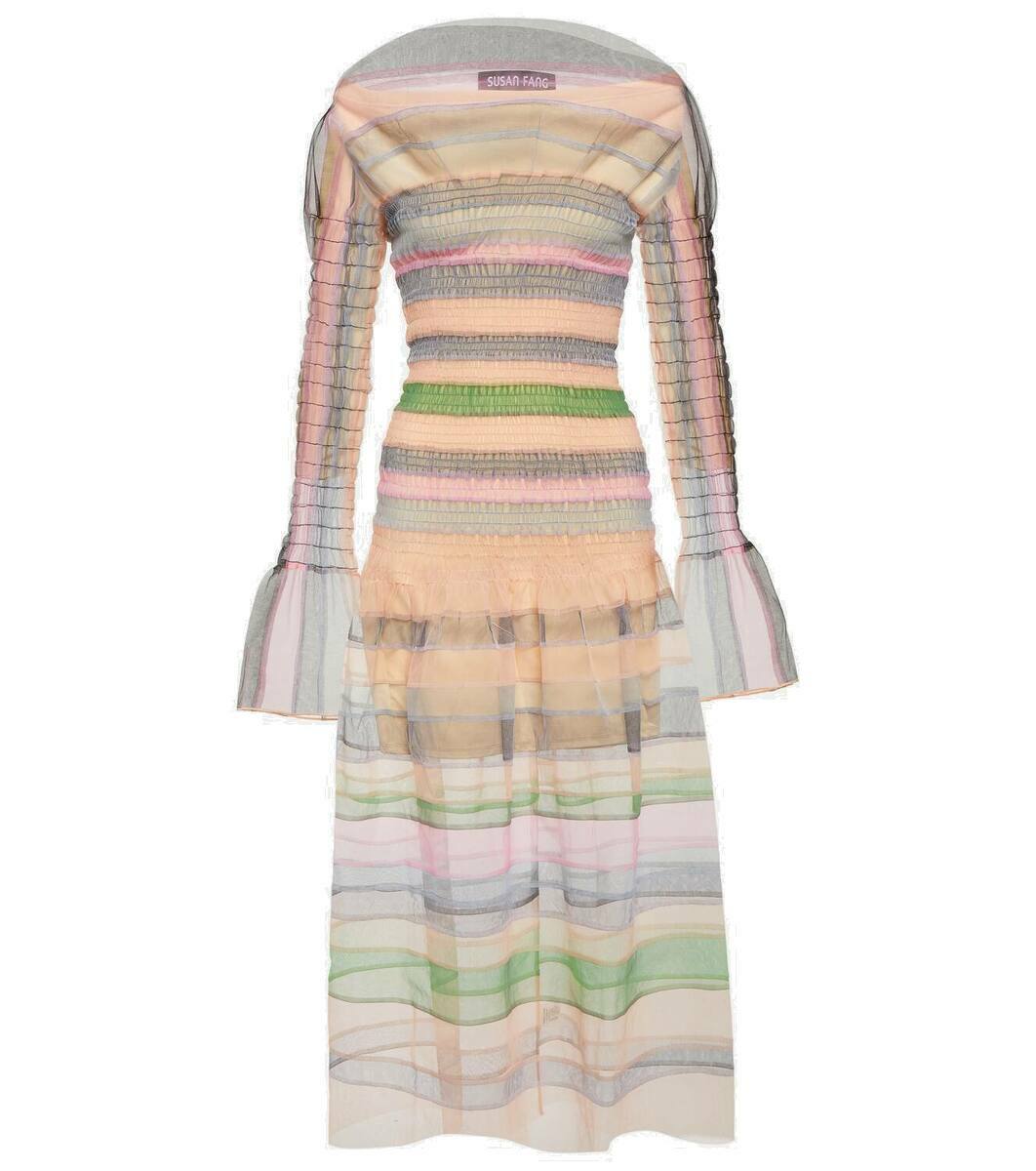 Susan Fang Striped tulle midi dress Susan Fang