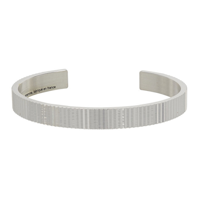 Photo: Le Gramme Silver Polished Vertical Guilloche Le 23 Grammes Ribbon Bracelet