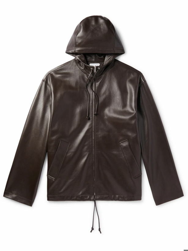 Photo: Bottega Veneta - Leather Hooded Jacket - Brown