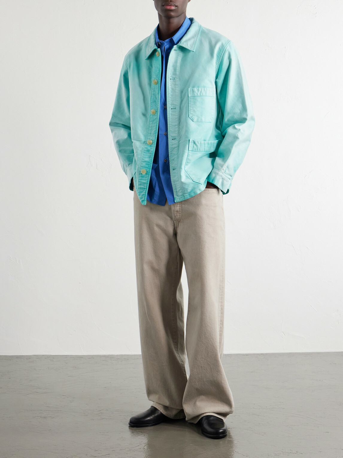 Auralee - Garment-Dyed Cotton-Moleskin Blouson Jacket - Blue