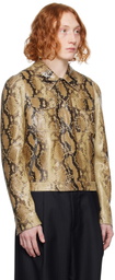 Bally Beige Snake-Embossed Leather Jacket