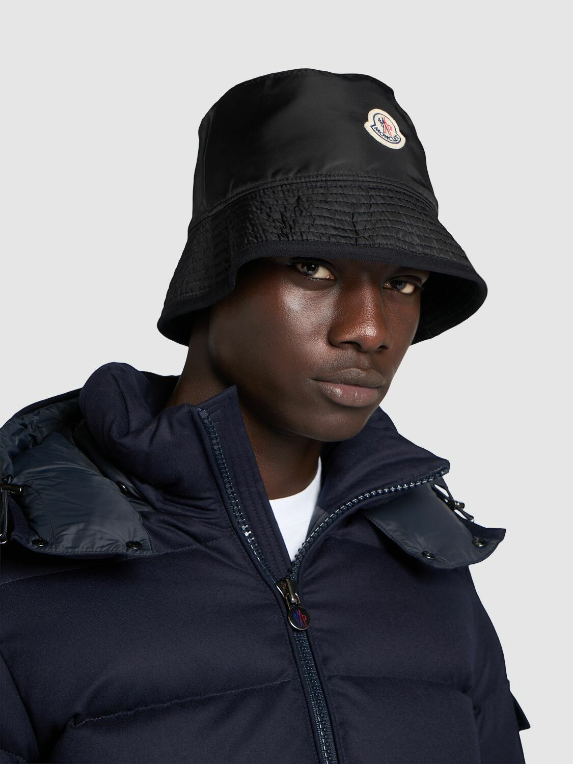 MONCLER Logo Bonded Virgin Wool Blend Bucket Hat Moncler