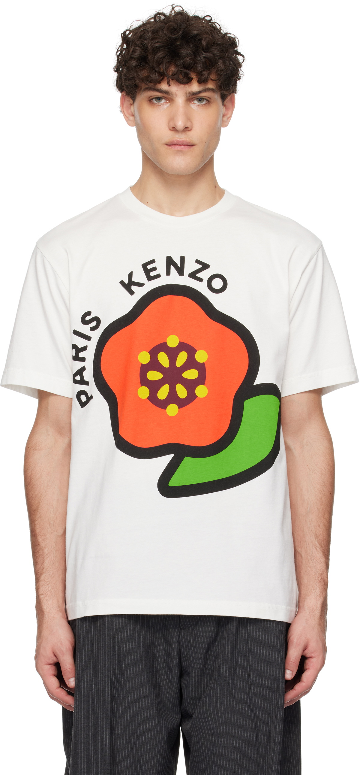【関税込み】Kenzo オフホワイト Kenzo Paris Pop Tシャツ Off-White Kenzo Paris Pop Embroidered T-shirt by Kenzo on Sale