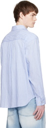 COOR Blue Semi-Overfit Wrinkle Stripe Shirt