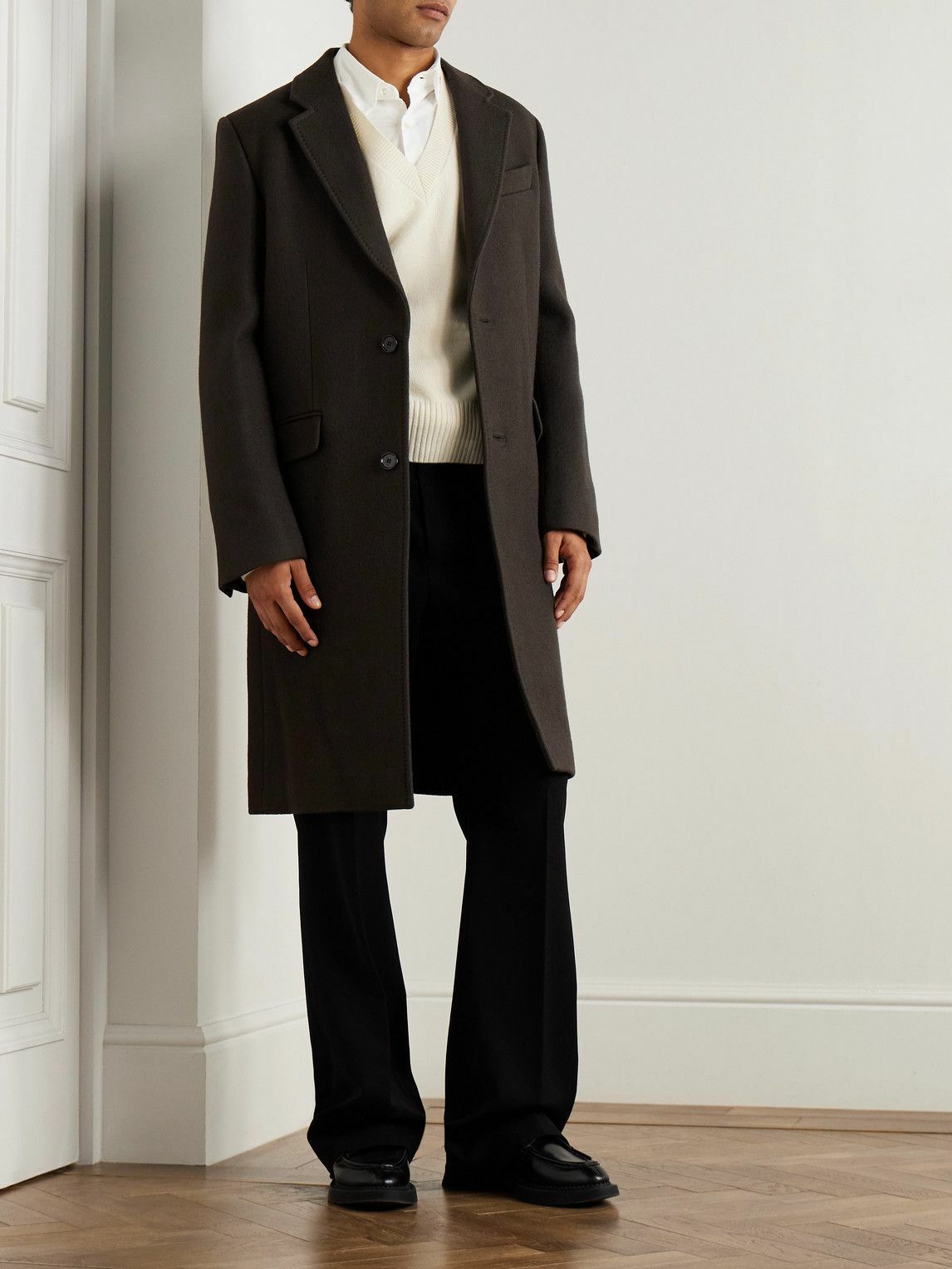 AMI PARIS - Boiled Wool-Gabardine Coat - Black