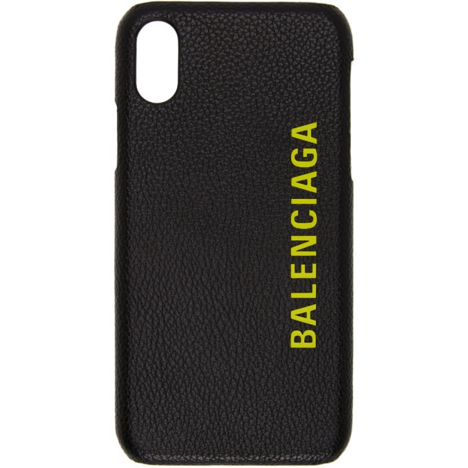 Photo: Balenciaga Black Leather Logo iPhone X Case