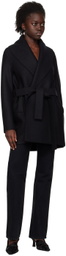 Harris Wharf London Black Shawl Coat