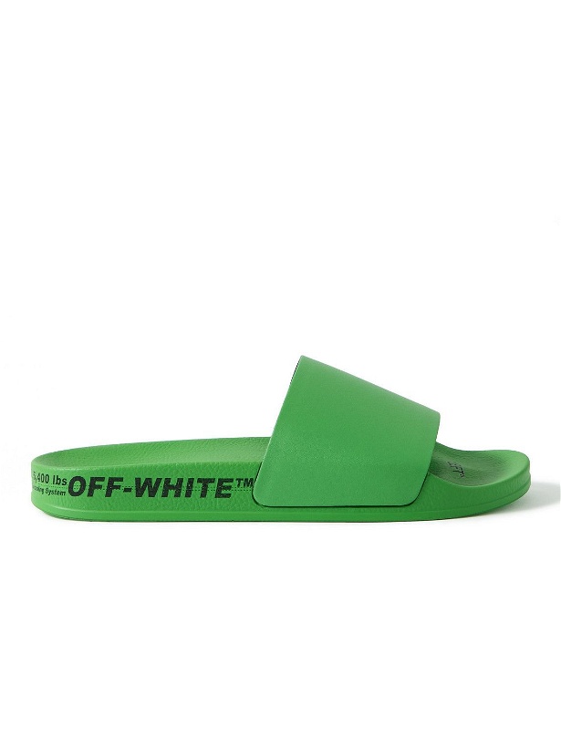 Photo: Off-White - Logo-Print Rubber Slides - Green