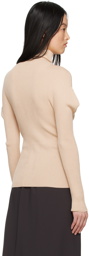 132 5. ISSEY MIYAKE Beige Flat Rib Turtleneck