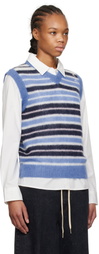 Marni Blue Brushed Mohair Stripe Vest
