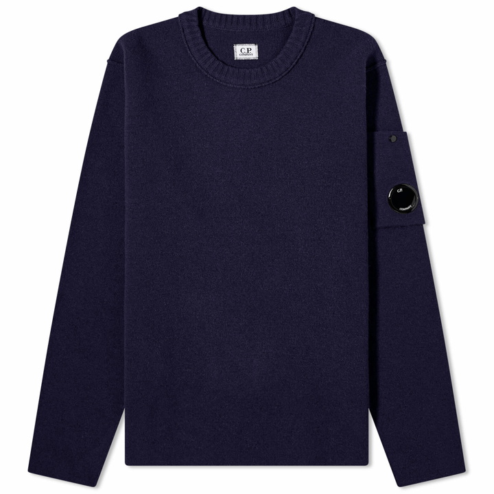 Photo: C.P. Company Men's Lens Lambswool Crew Knit in Total Eclipse