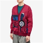 By Parra Men's No Parking Knit Cardigan in Beet Red